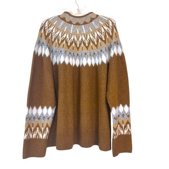 CeCe Fair Isle Funnel Neck Knit Sweater Long Sleeve Size XL Cabincore Gorpcore - Picture 7 of 10